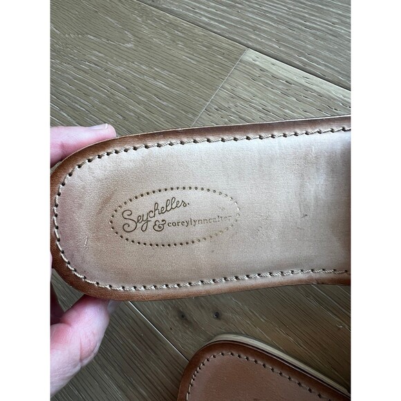 Seychelle Women Beige Leather Suede Slide Sandals sz 8 - Picture 2 of 4